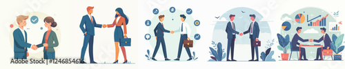 vector set of businessmen shaking hands