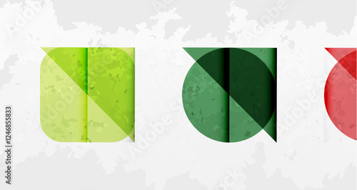 Squares, circles and triangles and grainy noisy texture. Vector Illustration For Wallpaper, Banner, Background, Card, Book Illustration, landing page