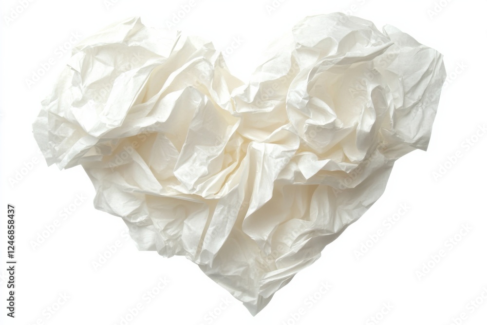 Creative heart-shaped arrangement of crumpled tissue paper showcases artistic elegance perfect for Valentine celebrations Creative heart-shaped arrangement of crumpled tissue paper showcases artistic elegance perfect for Valentine celebrations