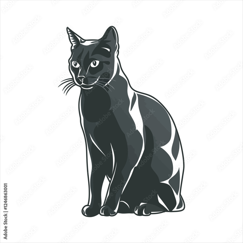 Obraz premium Elegant Black Cat Portrait Mysterious Pet Photography for Home Decor and Lifestyle