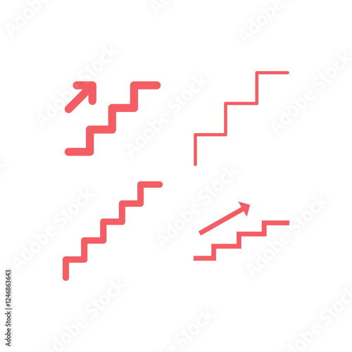 Stairway icons set direction infomation illustration symbols sign navigation staircase vector