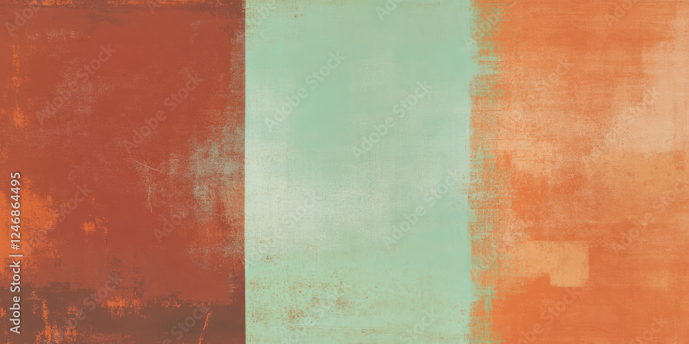 A retro-inspired nostalgic background with gentle rust orange, muted mint green, and faded burgundy red. The textured hues recall vintage packaging and old cinema posters. A retro-inspired nostalgic background with gentle rust orange, muted mint green, and faded burgundy red. The textured hues recall vintage packaging and old cinema posters.
