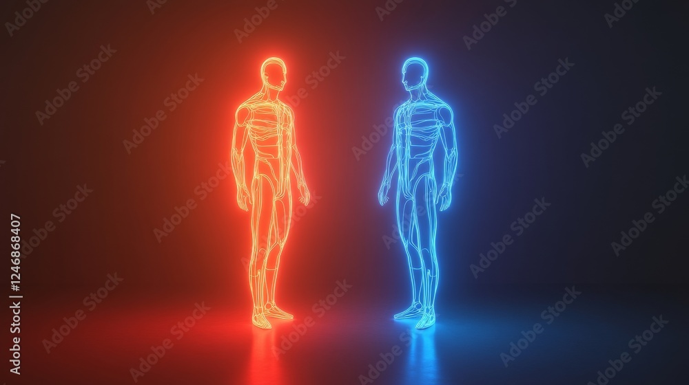 Abstract representation of duality in humanity.