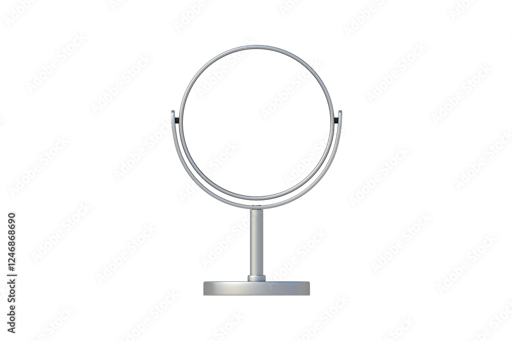 One desktop makeup mirror isolated on white background. Cosmetic accessories. Top view. 3d render One desktop makeup mirror isolated on white background. Cosmetic accessories. Top view. 3d render