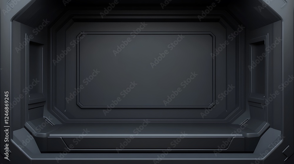 Obraz premium Dark spaceship interior, empty room