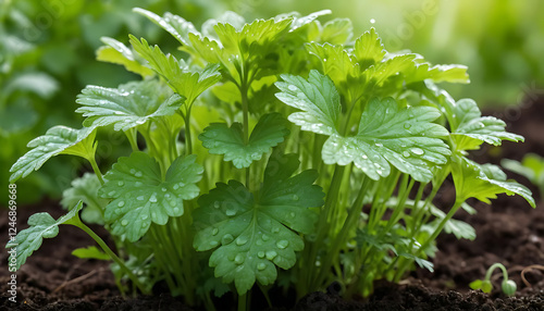 A Coriander Leaf's Fresh grow from soil
