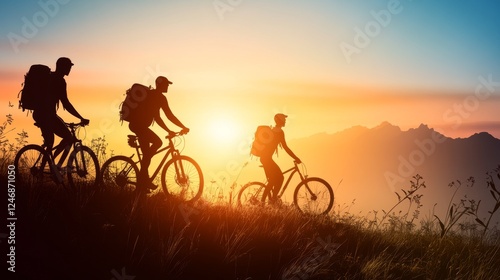 Wallpaper Mural Bicyclists enjoying sunset mountain ride. Torontodigital.ca
