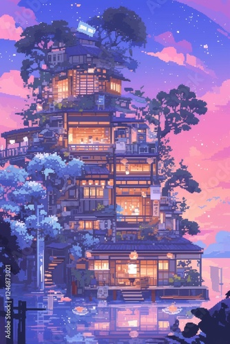 Colorful Building at Sunset
