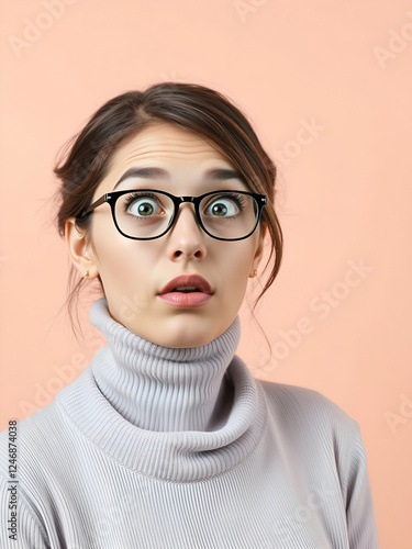 Portrait of astonished lovely lady look see wonderful novelty copyspace stare stupor wear clothes isolated over pastel color background photo