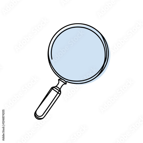 Magnifying glass continuous one line drawing. Loupe symbol in simple linear style. Search concept. Vector illustration.