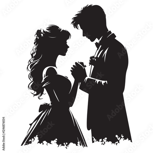 A romantic couple face to face vector design