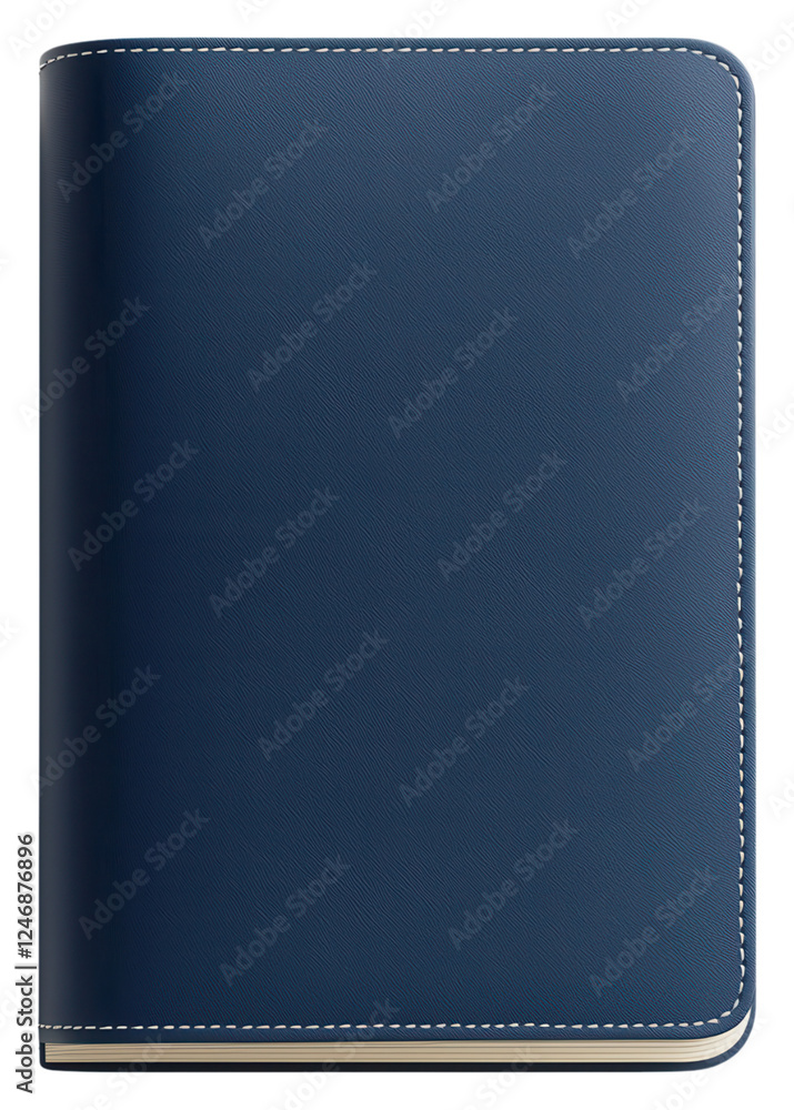 A sleek navy blue notebook featuring a smooth cover with subtle stitching. A sleek navy blue notebook featuring a smooth cover with subtle stitching.