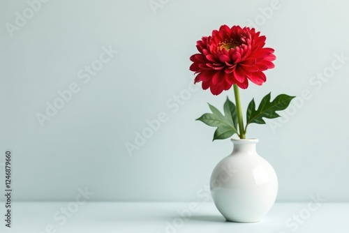 Wallpaper Mural Single red chrysanthemum flower in a white vase, blooms, petals Torontodigital.ca