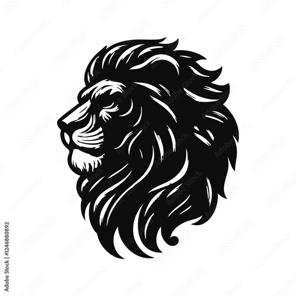 Naklejka premium Lion head logo icon, lion face vector illustration, isolated background.