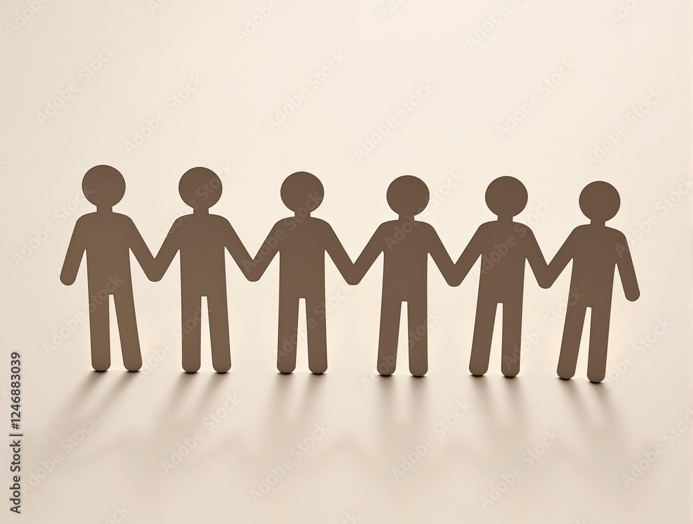paper cutout team holding hands on neutral surface symbolizing workplace unity collaboration employee appreciation and teamwork paper cutout team holding hands on neutral surface symbolizing workplace unity collaboration employee appreciation and teamwork