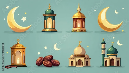 Ramadan Kareem_ Islamic Lanterns, Moon, Dates & Mosque_