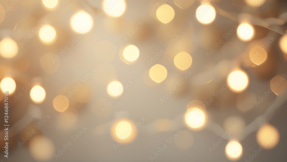 Golden bokeh lights create a magical, festive, and dreamy background with a soft, warm glow