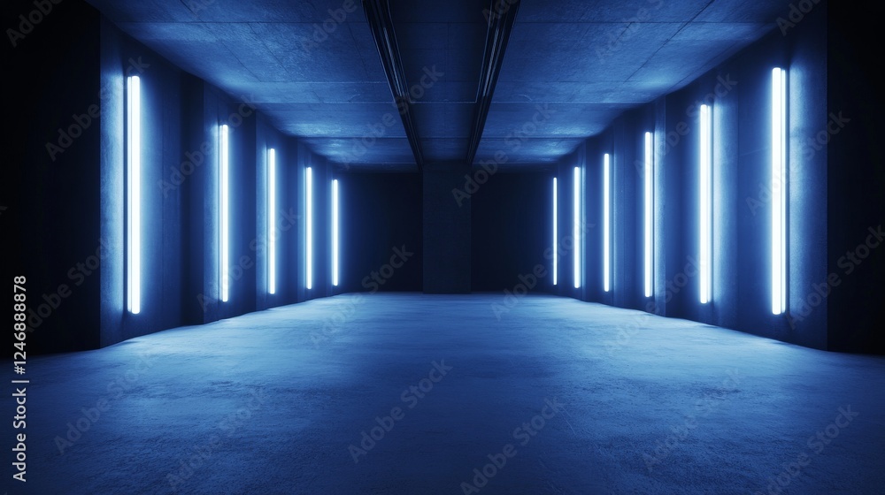 custom made wallpaper toronto digitalFuturistic corridor with blue ambient lighting.