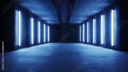 Wallpaper Mural Futuristic corridor with blue ambient lighting. Torontodigital.ca