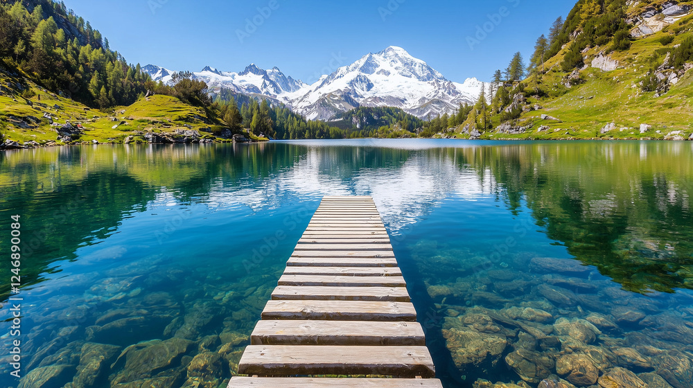 mountain lake and dock mountain lake and dock