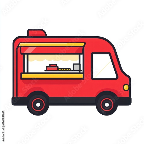 Wallpaper Mural Red food truck vending food. Ideal for illustrating street food, urban life Torontodigital.ca