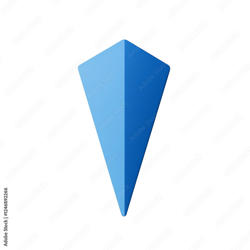 A digitally rendered abstract image featuring a blue geometric shape resembling a stylized arrow or triangle. A digitally rendered abstract image featuring a blue geometric shape resembling a stylized arrow or triangle.