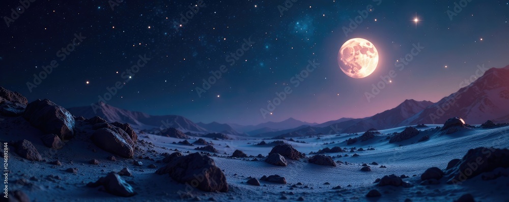 Tiny sparks of stardust dance in Martian night sky, moon, cosmos Tiny sparks of stardust dance in Martian night sky, moon, cosmos