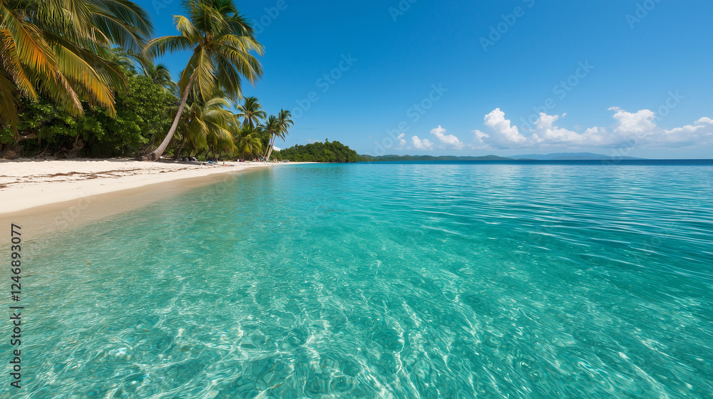 Naklejka premium tropical haven with white sand and palms