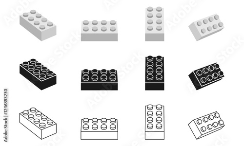 toy  block icon set vector illustration isolated on white background.