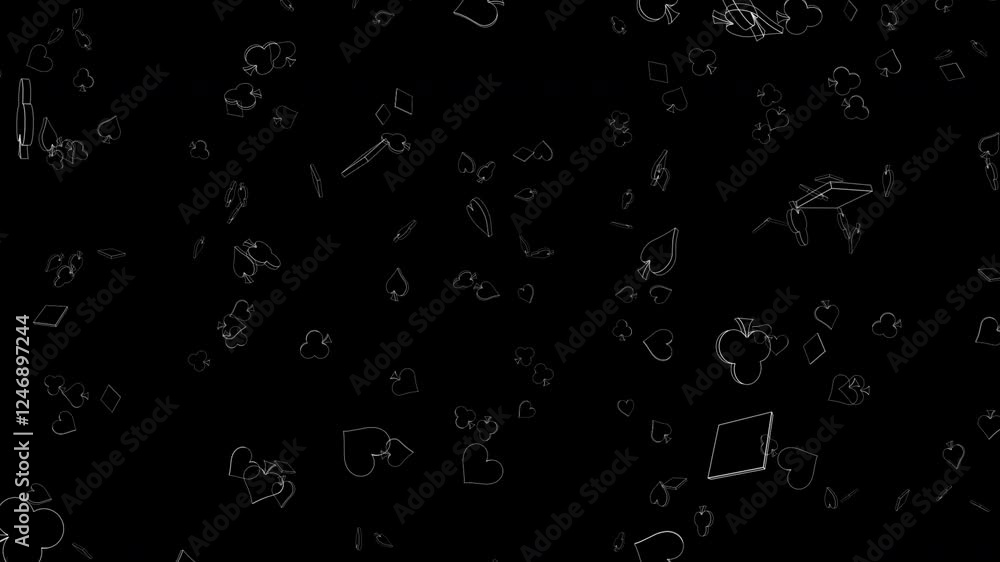 Falling Overlay Playing Poker Card Suit Symbol Animation, on Alpha Channel, Loop
Falling Overlay Playing Poker Card Suit Symbol Animation, on Alpha Channel, Loop