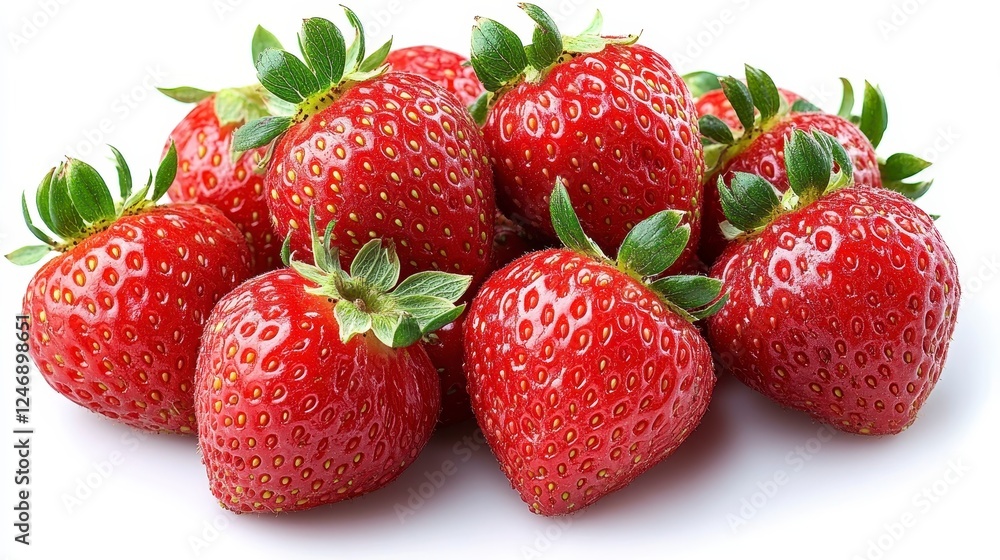 Fresh ripe strawberries on white background. Food photography for recipe, website, packaging Fresh ripe strawberries on white background. Food photography for recipe, website, packaging