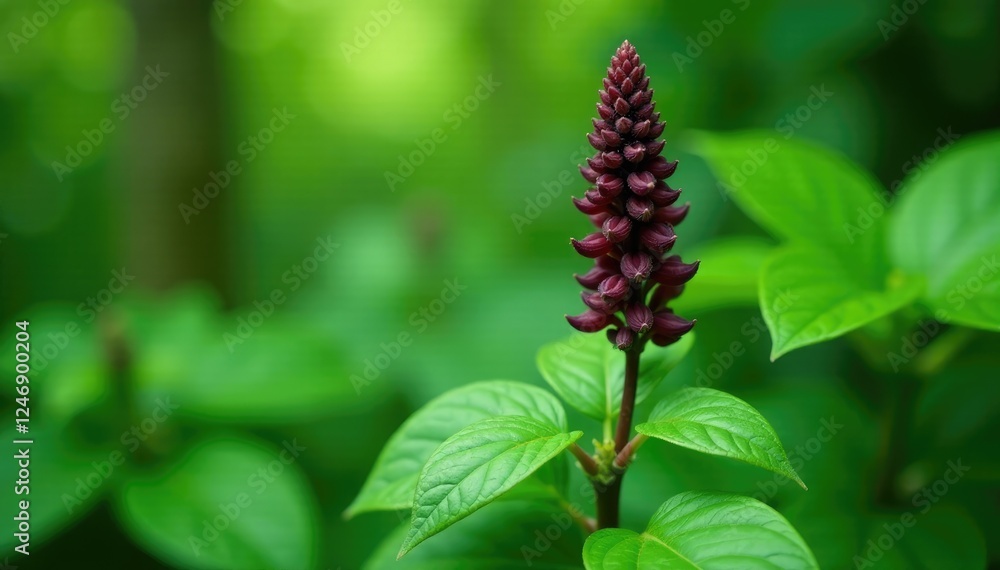 Mature black cohosh plant with large foliage and tall stem in shaded environment, black cohosh, leafy Mature black cohosh plant with large foliage and tall stem in shaded environment, black cohosh, leafy