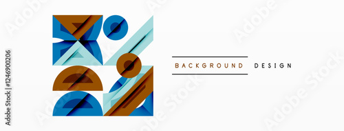 Abstract geometric background shapes forming a modern, symmetrical pattern. Bold contrast, smooth gradients, dynamic composition, futuristic style