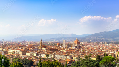 Florence aerial cityscape in a beautiful day.Tuscany, Italy