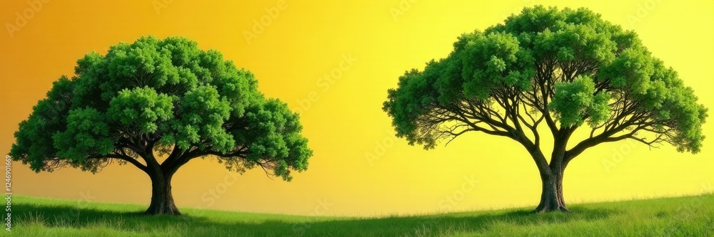 Galhos verde with a few dry branches stuck in between them against a yellowish-brown sky, trees, branches, sky Galhos verde with a few dry branches stuck in between them against a yellowish-brown sky, trees, branches, sky