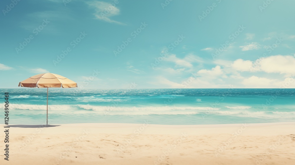 tropical beach with umbrellas, image of a summer beach scene,generative ai illustration tropical beach with umbrellas, image of a summer beach scene,generative ai illustration