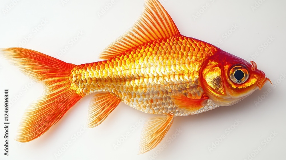 Fototapeta premium Detailed fish with fine scales, displayed against a bright white background to emphasize texture