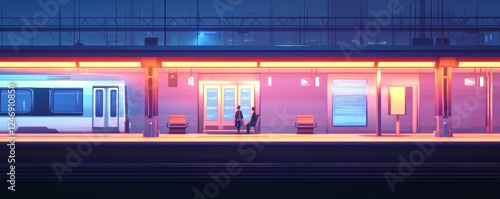 Wallpaper Mural Modern train station with neon lighting Torontodigital.ca