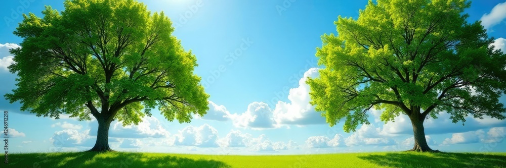 Obraz premium Trees and sky blend seamlessly under the canopy, nature, balance, sky