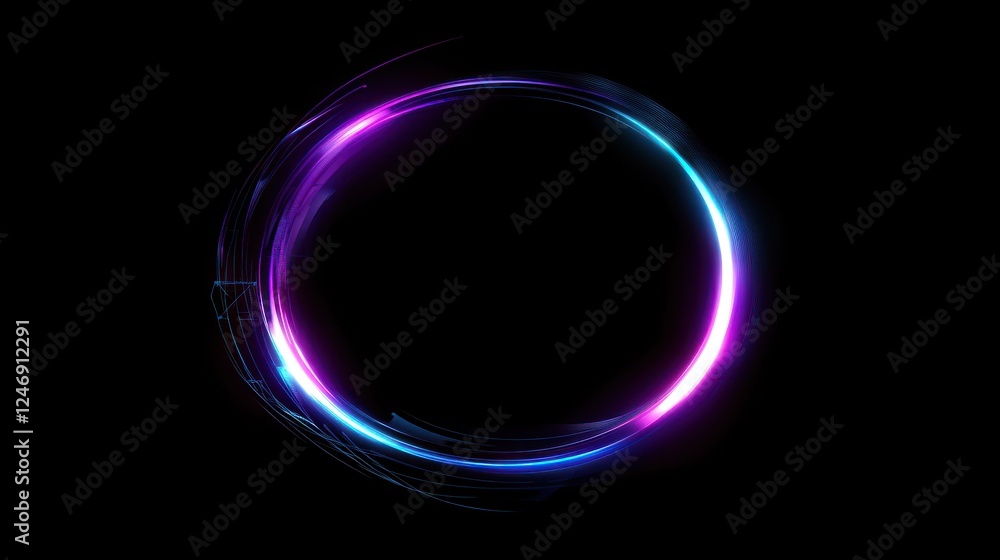 Obraz premium Abstract Neon Circle Glowing in the Dark