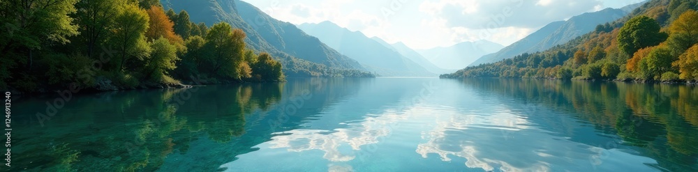 Obraz premium The water of Lake Viverone shines like polished copper, lake, water, viverone