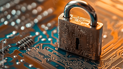 Wallpaper Mural Digital padlock positioned on a circuit board representing cybersecurity in modern technology Torontodigital.ca