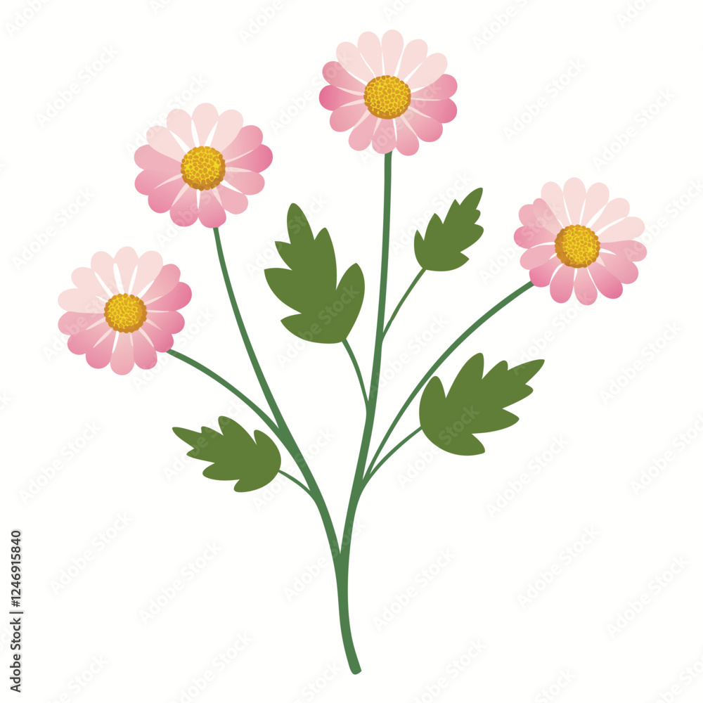 Pink flower vector illustration isolated on white background Pink flower vector illustration isolated on white background