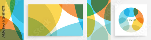 Abstract background with translucent overlapping coloured shapes. Modern design. Set of spheres. 3d vector illustration for brochure, banner, cover, card, flyer or presentation.
