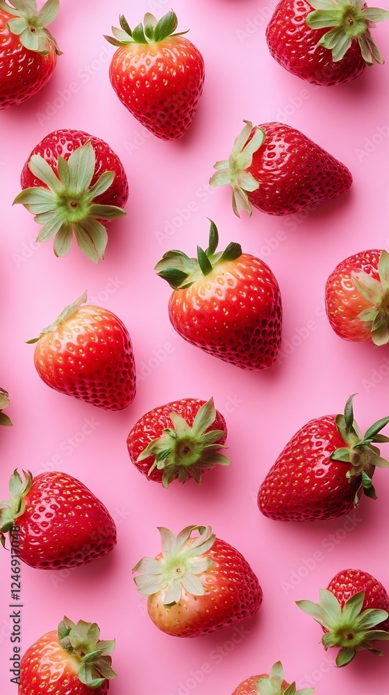 Fresh Red Strawberries on Pink Background for Vibrant Food and Health Themes : Generative AI Fresh Red Strawberries on Pink Background for Vibrant Food and Health Themes : Generative AI