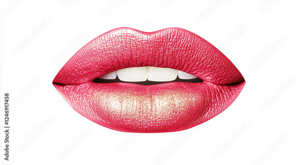 glossy pink lips on a plain background glossy pink lips on a plain background