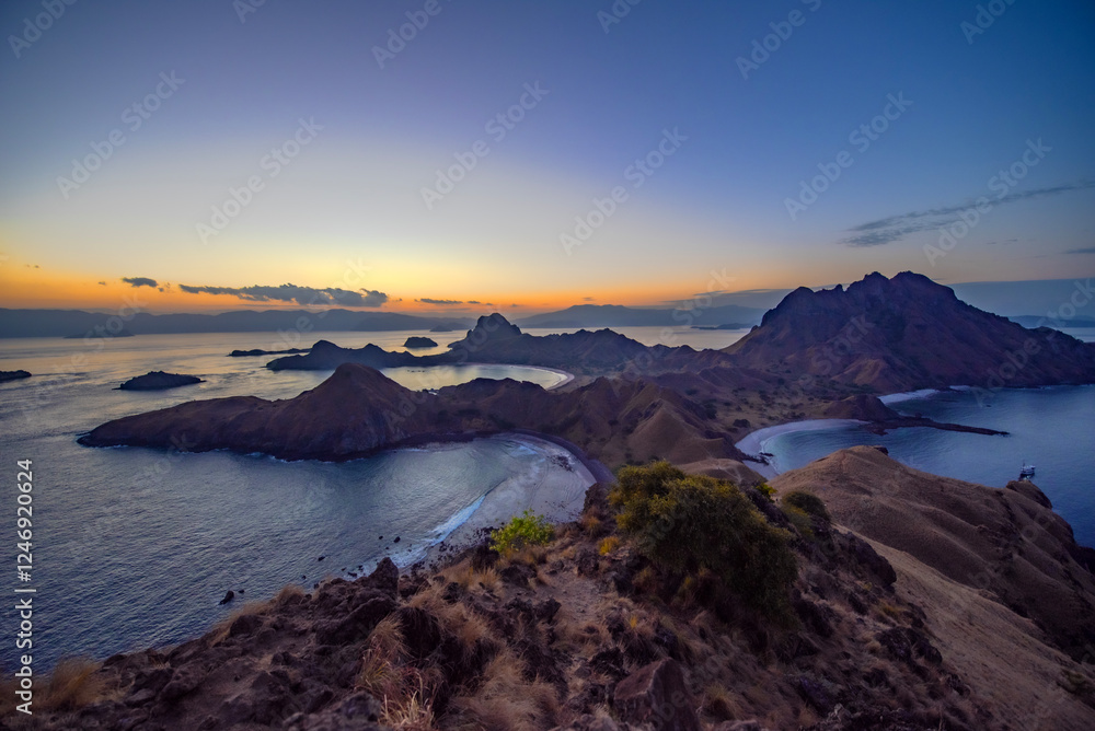 Aerial view of Padar island, Komodo National Park, East Nusa Tenggara, Indonesia