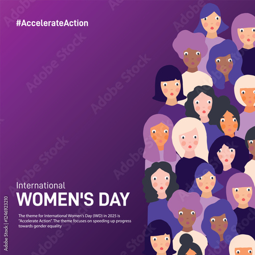 international women's day. international women's day creative banner, poster, social media post, postcard, background, template, greetings card, backdrop, cover design etc. Accelerate Action photo