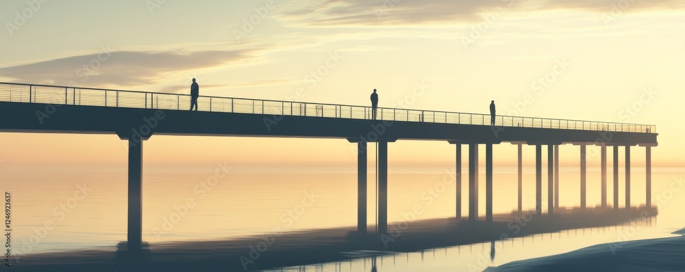 Serene sunset over a tranquil pier. Serene sunset over a tranquil pier.
