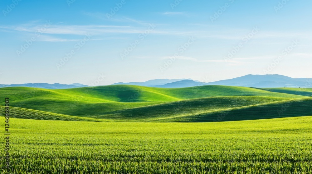 A serene landscape featuring rolling green hills under a clear blue sky, embodying tranquility and the beauty of nature. A serene landscape featuring rolling green hills under a clear blue sky, embodying tranquility and the beauty of nature.